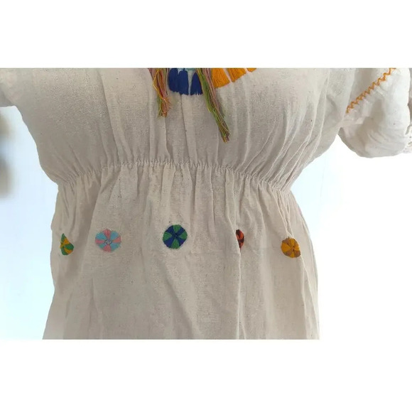 Mexican Tunic Top embroidered Blouse Handmade Hippie Boho One Size (S-L) - Picture 4 of 7